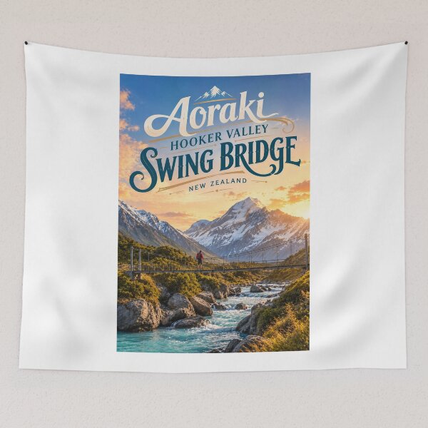 Item preview, Aoraki Hooker Valley Swing Bridge Mount Cook National Park New Zealand designed and sold by Aryabek.