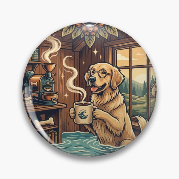 Item preview, Golden Retriever Coffee Lover Cozy Flooded Cafe Vintage Design designed and sold by MARKm2002m.