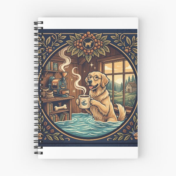 Item preview, Golden Retriever Coffee Lover Cozy Flooded Cafe Vintage Design designed and sold by MARKm2002m.