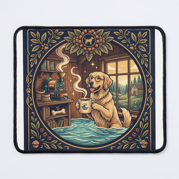 Item preview, Golden Retriever Coffee Lover Cozy Flooded Cafe Vintage Design designed and sold by MARKm2002m.
