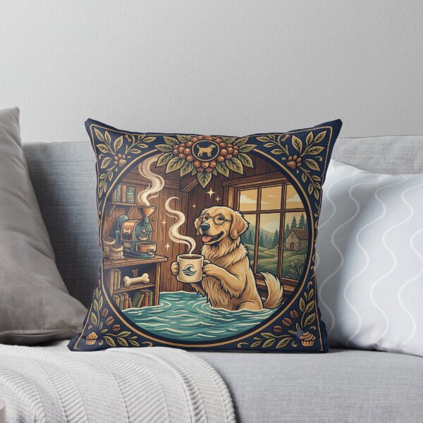 Item preview, Golden Retriever Coffee Lover Cozy Flooded Cafe Vintage Design designed and sold by MARKm2002m.