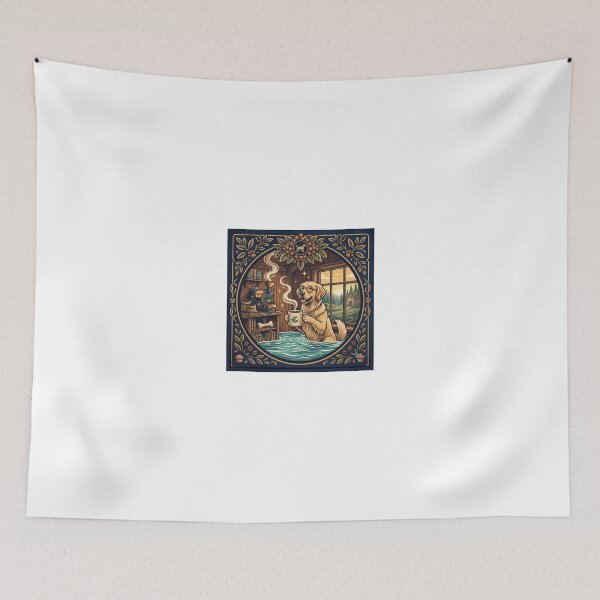 Item preview, Golden Retriever Coffee Lover Cozy Flooded Cafe Vintage Design designed and sold by MARKm2002m.
