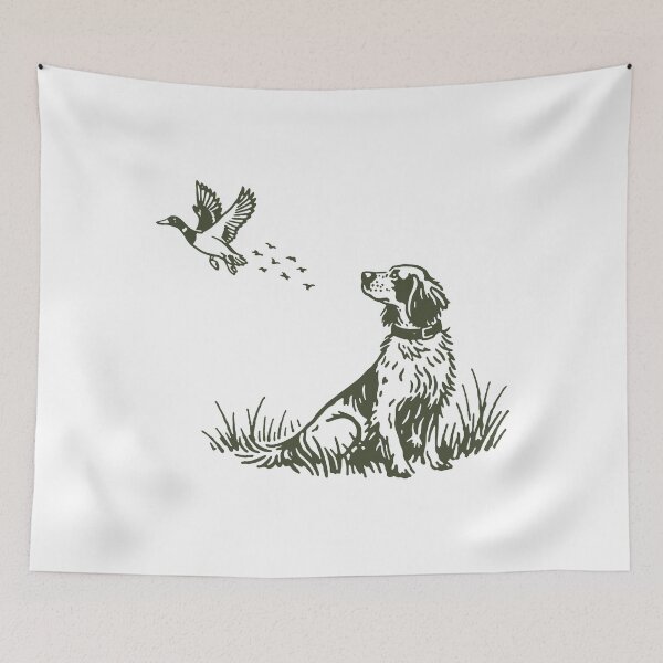 Item preview, Faithful Hunting Dog Watching a Flying Duck designed and sold by johnmardike13.