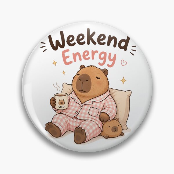 Item preview, Cute Capybara Weekend Energy Pajamas | Cozy Sleepy Capybara | Kawaii Relaxation Animal Meme Sticker designed and sold by Sanika arts .