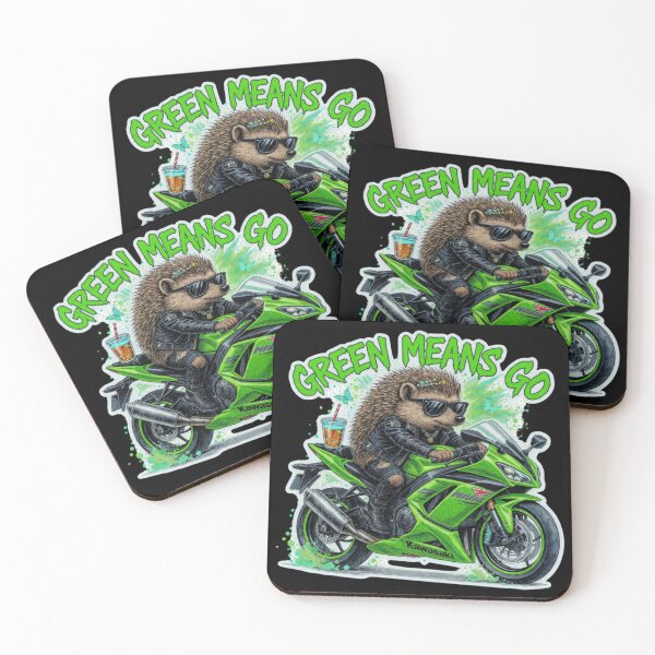 Item preview, mE´mmi hedgehog - ninja biker Green Means Go – Hedgehog Biker designed and sold by Hellulandia - no nää ny vaa o tämmöne.