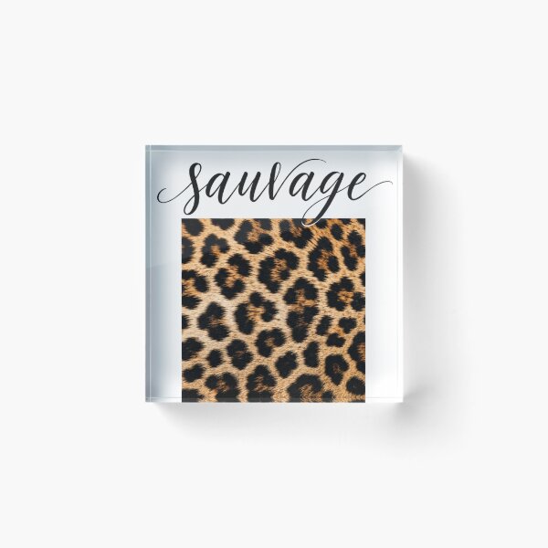 Item preview, Sauvage Leopard Print Square – Minimalist Fashion Typography Wall Art designed and sold by nouhaZN.