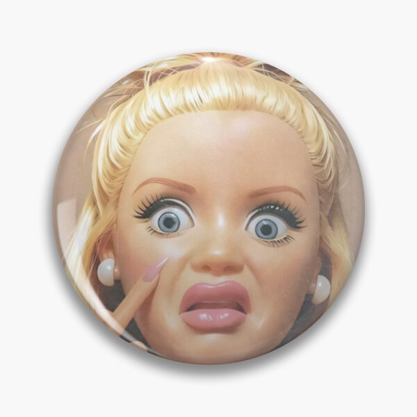 Item preview, Funny Disgusted Blonde Doll Face Pointing Cheek Cringe Meme designed and sold by Devilians92.