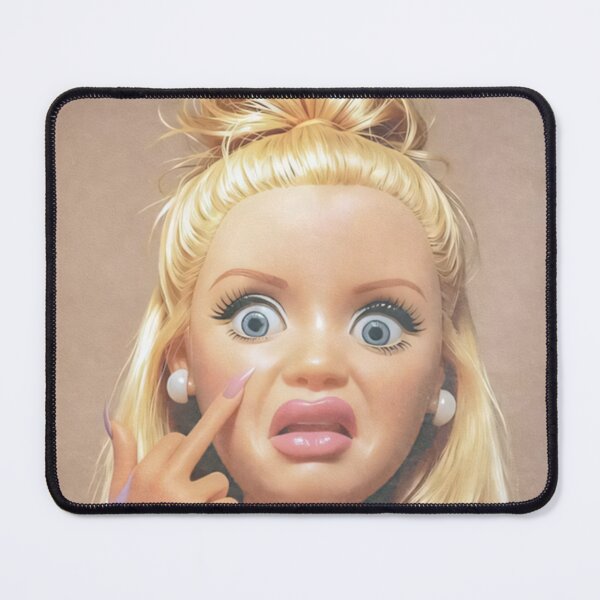 Item preview, Funny Disgusted Blonde Doll Face Pointing Cheek Cringe Meme designed and sold by Devilians92.