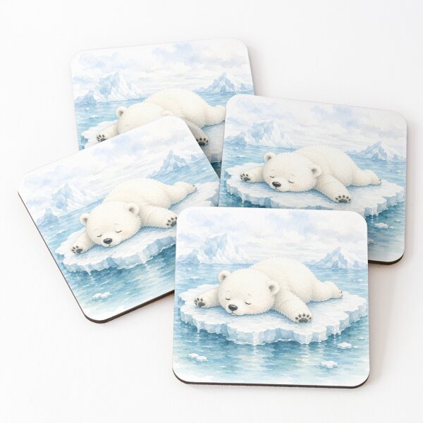 Item preview, Sleepy Polar Bear on Melting Ice Floe Watercolor | Cute Arctic Bear designed and sold by Snikdha.
