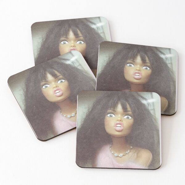 Item preview, Funny Shocked Doll Face Big Frizzy Hair Gasping Meme designed and sold by Devilians92.