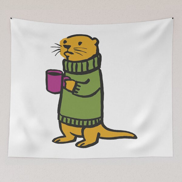 Item preview, Cozy Otter with a Coffee Mug designed and sold by johnmardike13.