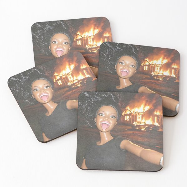 Item preview, Funny Doll Burning House Selfie Tongue Out Disaster Meme designed and sold by Devilians92.