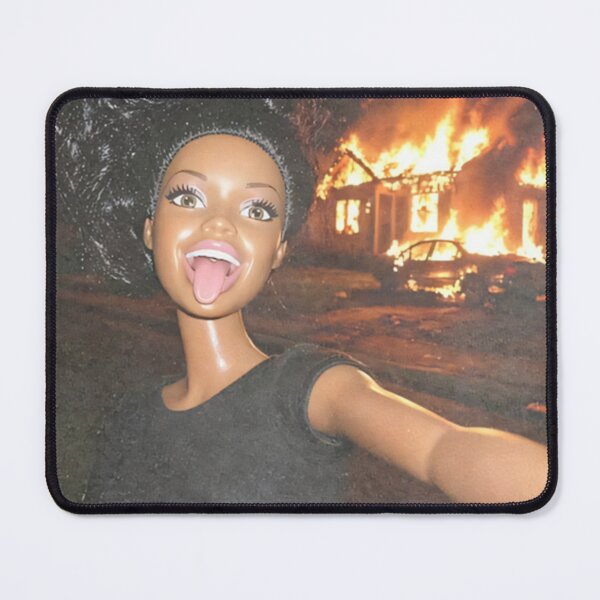 Item preview, Funny Doll Burning House Selfie Tongue Out Disaster Meme designed and sold by Devilians92.