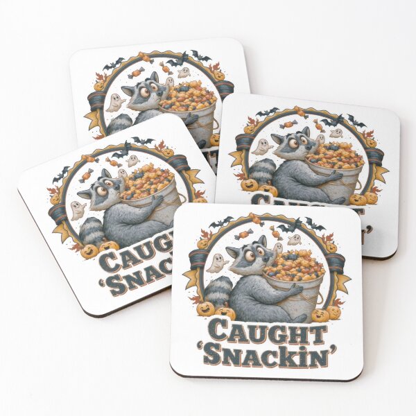 Item preview, Funny Halloween Raccoon Caught Snackin Candy Bucket Cute Autumn T-Shirt Design designed and sold by Zabolotna_Art.