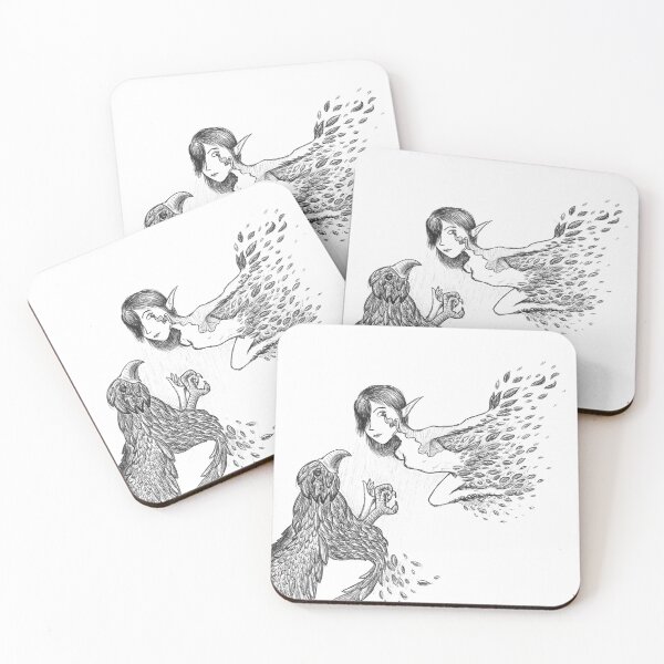 Item preview, Abstract Magical Bird Human Flying Black Ballpoint Pen Drawing  designed and sold by BOKEbyTC.