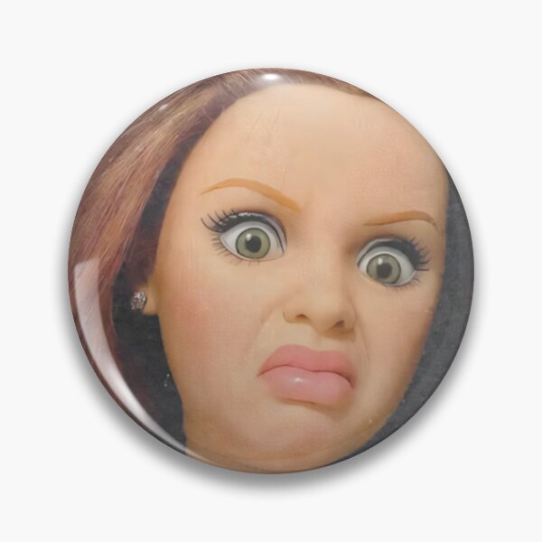 Item preview, Funny Shocked Doll Face Auburn Hair Disgusted Cringe Meme designed and sold by Devilians92.