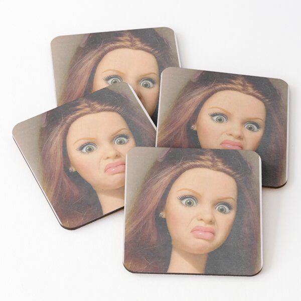 Item preview, Funny Shocked Doll Face Auburn Hair Disgusted Cringe Meme designed and sold by Devilians92.
