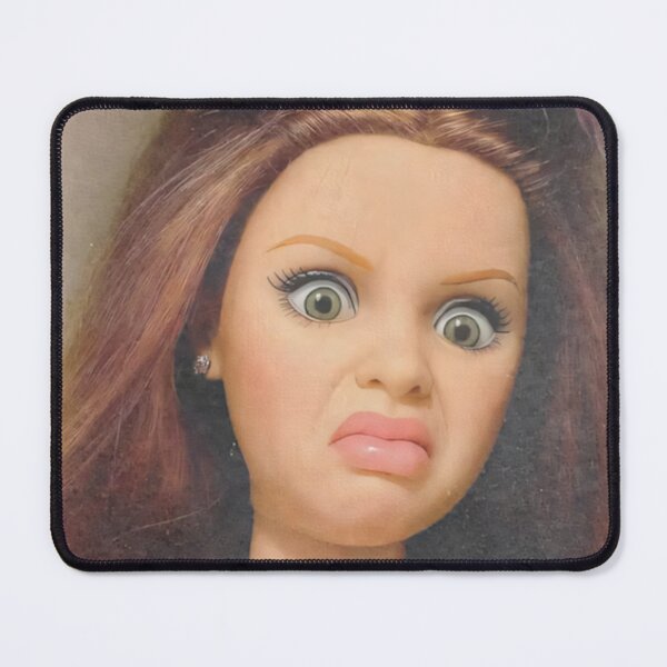 Item preview, Funny Shocked Doll Face Auburn Hair Disgusted Cringe Meme designed and sold by Devilians92.