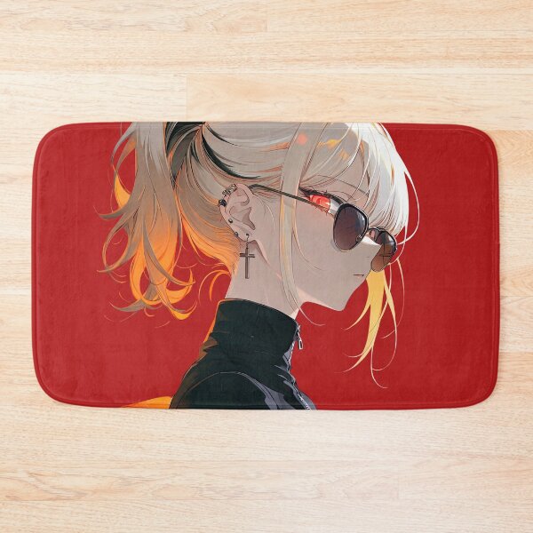 Item preview, Blonde Anime Girl with Sunglasses and Orange Quilted Jacket designed and sold by Sergii Davydenko.