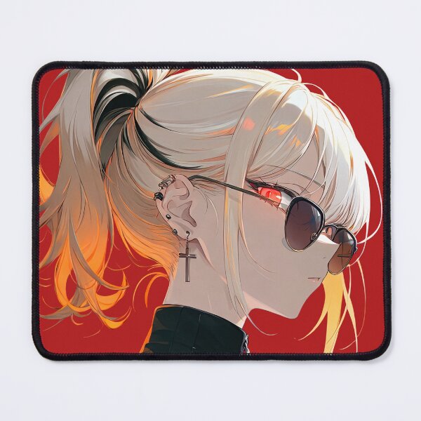 Item preview, Blonde Anime Girl with Sunglasses and Orange Quilted Jacket designed and sold by Sergii Davydenko.