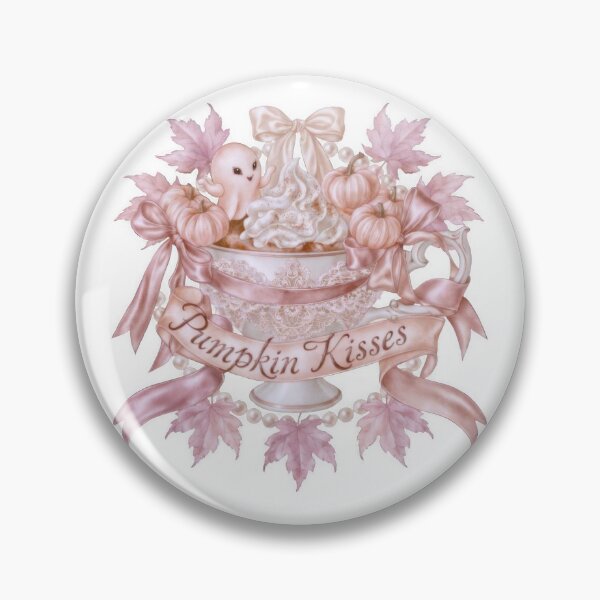 Item preview, Coquette Pumpkin Kisses Pink Ghost Autumn Coffee Halloween Cute Design designed and sold by Zabolotna_Art.
