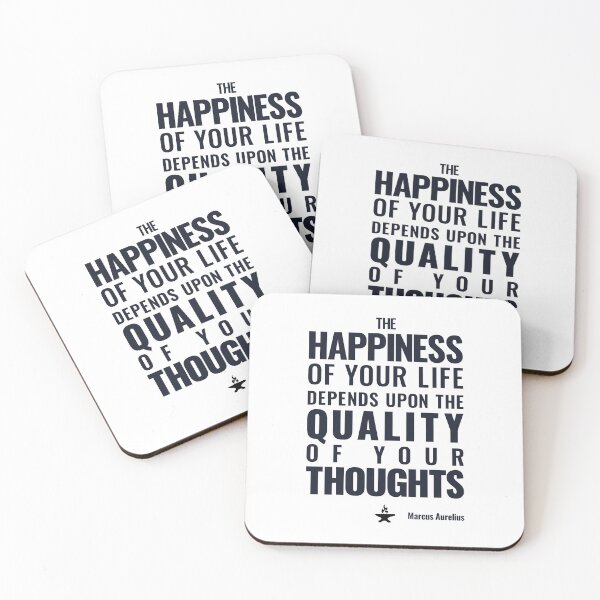 Item preview, The Happiness of Your Life Depends Upon the Quality of Your Thoughts - Marcus Aurelius - Bold Stoic Motivational Quote - Dark Version designed and sold by Stoic Core.