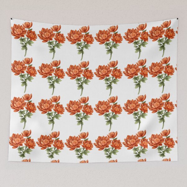 Item preview, Orange Chrysanthemum Floral Pattern designed and sold by NAMASTHE WORLD.