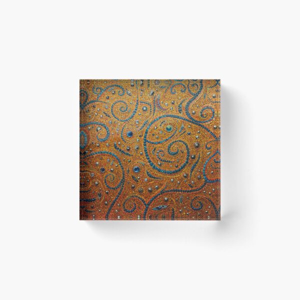 Item preview, Sapphire Teal Swirl Ochre Sand Beaded Mosaic Pattern designed and sold by GrinGalore.