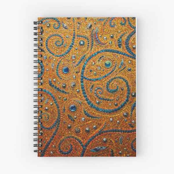 Item preview, Sapphire Teal Swirl Ochre Sand Beaded Mosaic Pattern designed and sold by GrinGalore.