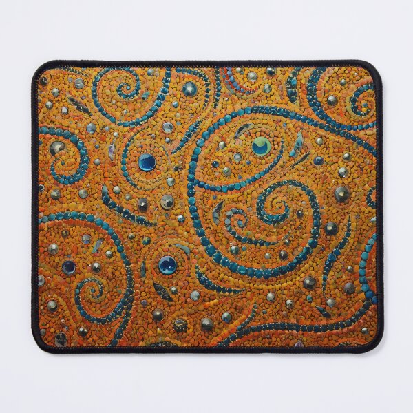 Item preview, Sapphire Teal Swirl Ochre Sand Beaded Mosaic Pattern designed and sold by GrinGalore.