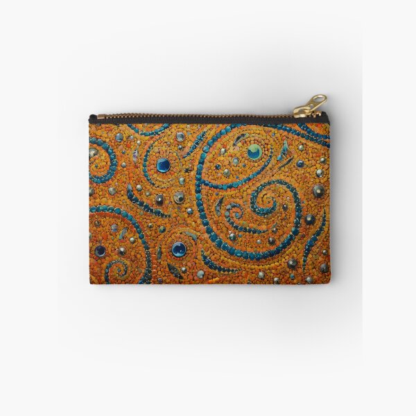 Item preview, Sapphire Teal Swirl Ochre Sand Beaded Mosaic Pattern designed and sold by GrinGalore.