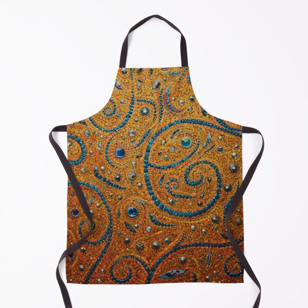 Item preview, Sapphire Teal Swirl Ochre Sand Beaded Mosaic Pattern designed and sold by GrinGalore.