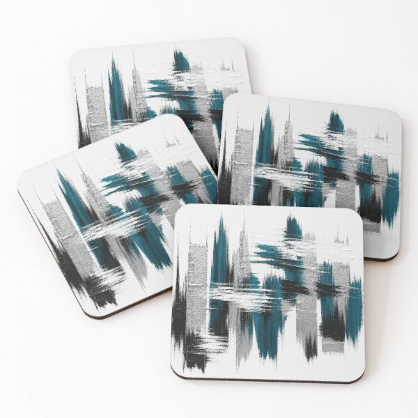 Item preview, Petroleum Skyline – Textured Modern Abstract Cityscape designed and sold by Ingorgia Studio.