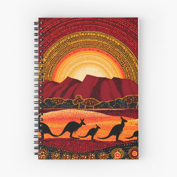 Item preview, Australian Aboriginal Kangaroo Sunset Uluru Pointillism Dot Art designed and sold by GrinGalore.