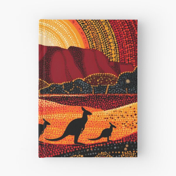 Item preview, Australian Aboriginal Kangaroo Sunset Uluru Pointillism Dot Art designed and sold by GrinGalore.