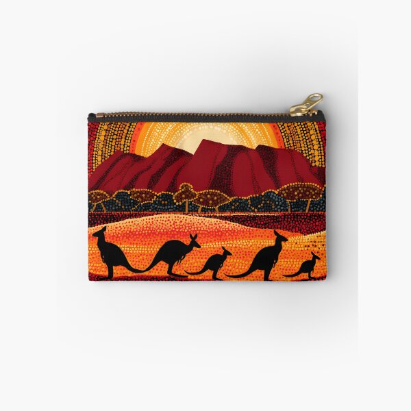 Item preview, Australian Aboriginal Kangaroo Sunset Uluru Pointillism Dot Art designed and sold by GrinGalore.