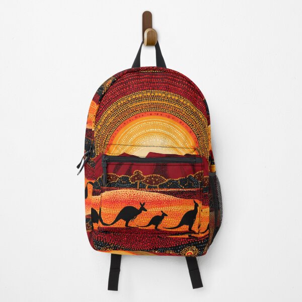 Item preview, Australian Aboriginal Kangaroo Sunset Uluru Pointillism Dot Art designed and sold by GrinGalore.