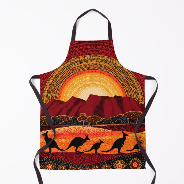Item preview, Australian Aboriginal Kangaroo Sunset Uluru Pointillism Dot Art designed and sold by GrinGalore.