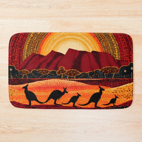 Item preview, Australian Aboriginal Kangaroo Sunset Uluru Pointillism Dot Art designed and sold by GrinGalore.