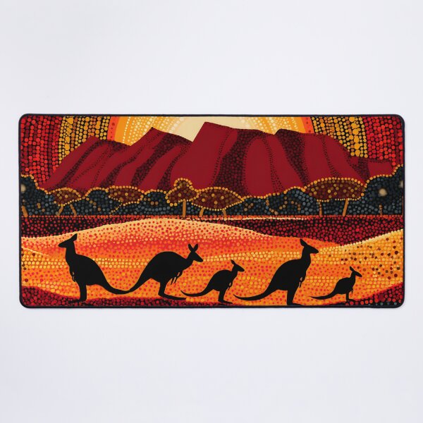 Item preview, Australian Aboriginal Kangaroo Sunset Uluru Pointillism Dot Art designed and sold by GrinGalore.
