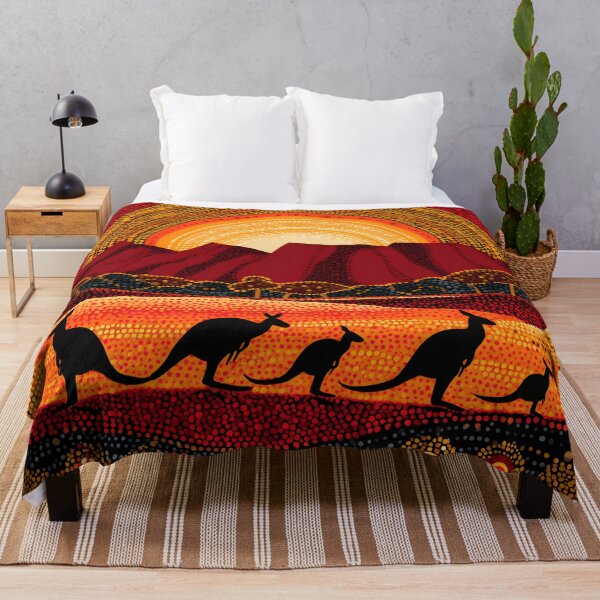 Item preview, Australian Aboriginal Kangaroo Sunset Uluru Pointillism Dot Art designed and sold by GrinGalore.