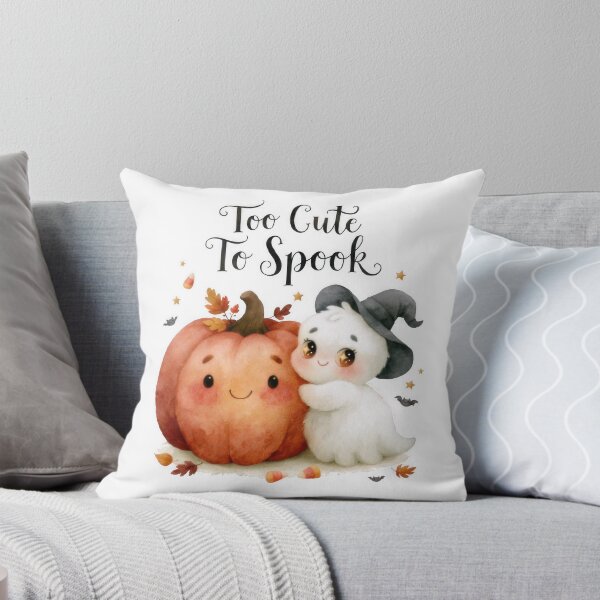 Item preview, Too Cute To Spook Kawaii Ghost Hugging Pumpkin Halloween T-Shirt Design designed and sold by Zabolotna_Art.