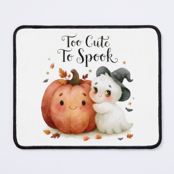Item preview, Too Cute To Spook Kawaii Ghost Hugging Pumpkin Halloween T-Shirt Design designed and sold by Zabolotna_Art.
