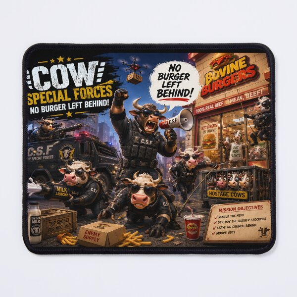 Item preview, COW SPECIAL FORCES NO BURGER LEFT BEHIND! designed and sold by studioabstract.
