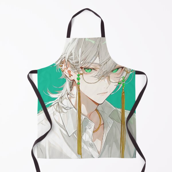 Item preview, Elegant White-Haired Anime Male with Tassel Glasses and Green Eyes designed and sold by Sergii Davydenko.