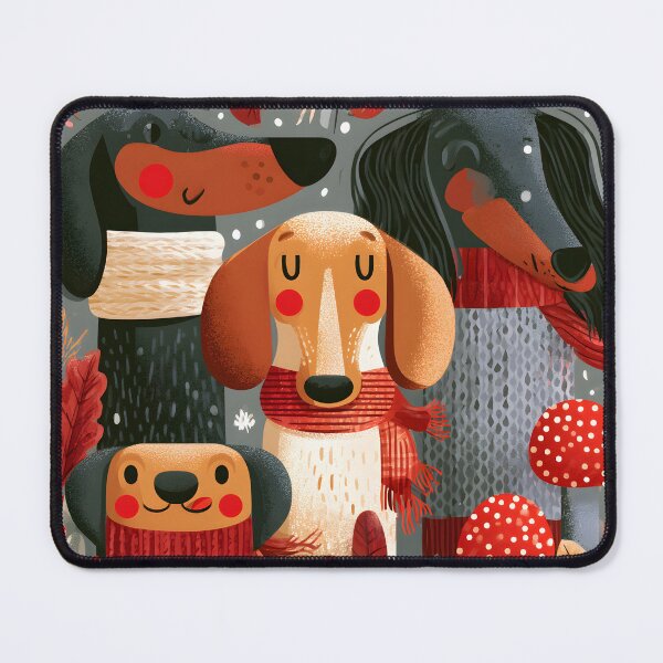 Item preview, Cozy Autumn Dachshunds – Cute Fall Dogs with Scarves & Woodland Mushrooms designed and sold by KAM-KAM-STORE.