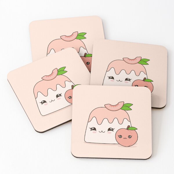 Item preview, Cute Peach Pudding with Kawaii Fruit designed and sold by CozyLittleShop.