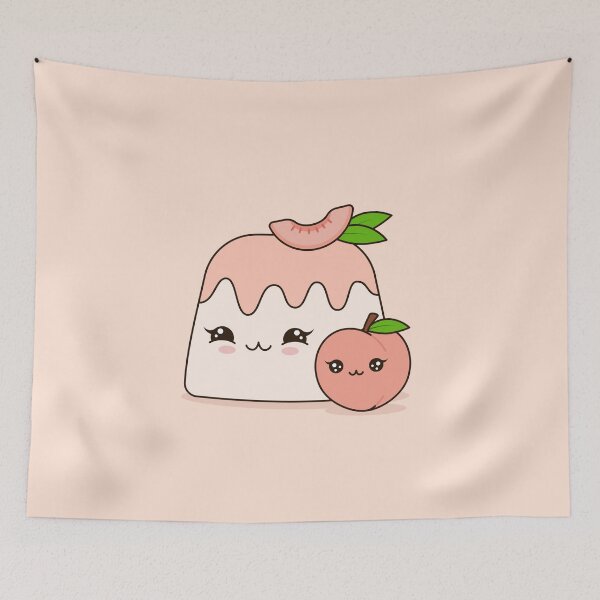 Item preview, Cute Peach Pudding with Kawaii Fruit designed and sold by CozyLittleShop.