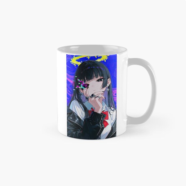Item preview, Cyberpunk Anime Girl with Glitch Halo and Leather Jacket designed and sold by Sergii Davydenko.
