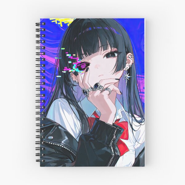 Item preview, Cyberpunk Anime Girl with Glitch Halo and Leather Jacket designed and sold by Sergii Davydenko.